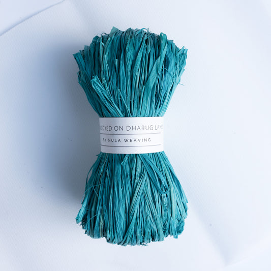 hand-dyed raffia: 100g Aqua Blue